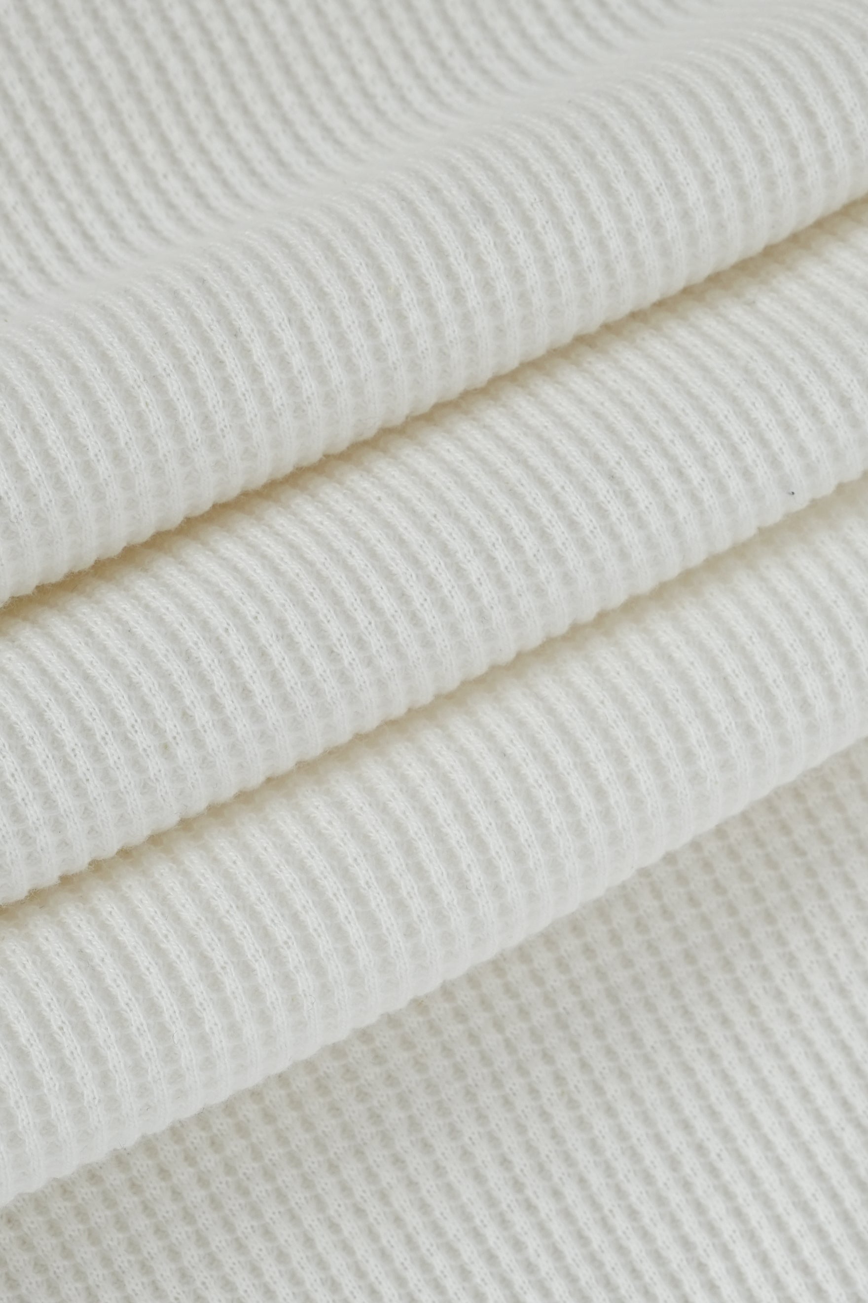 Waffle Knit Crew Neck T-Shirt – White