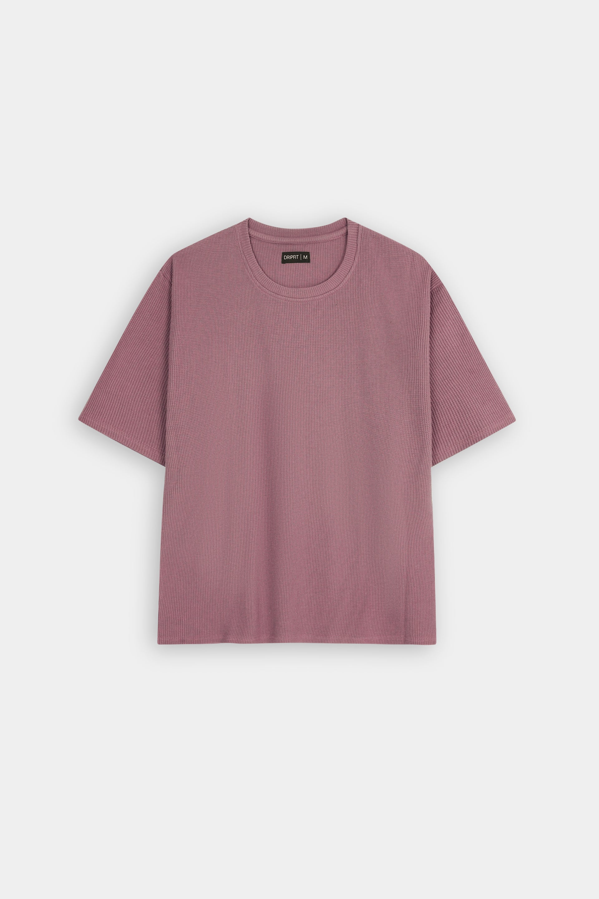 Waffle Knit Crew Neck T-Shirt – Dusty Pink