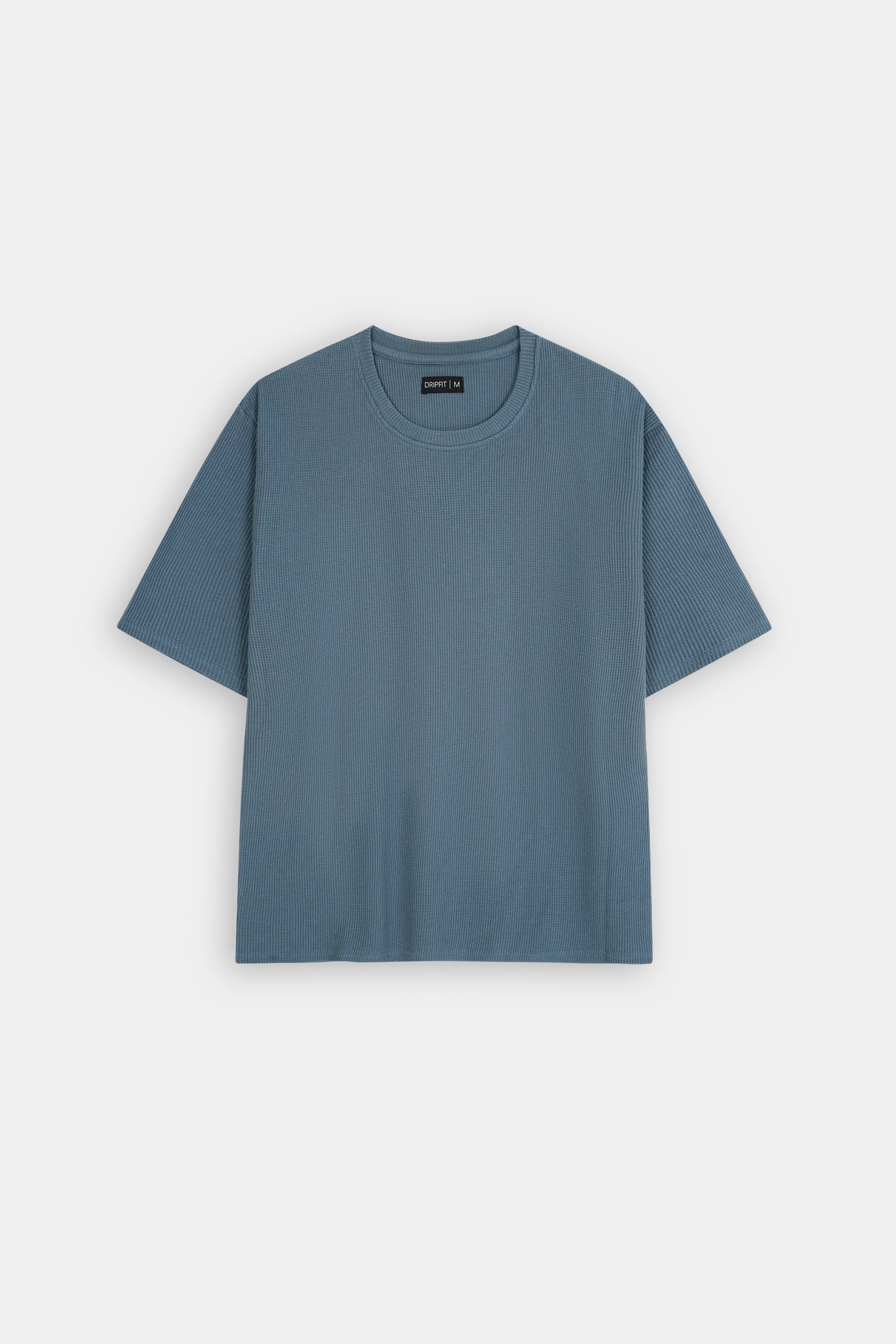 Waffle Knit Crew Neck T-Shirt – Steel Blue
