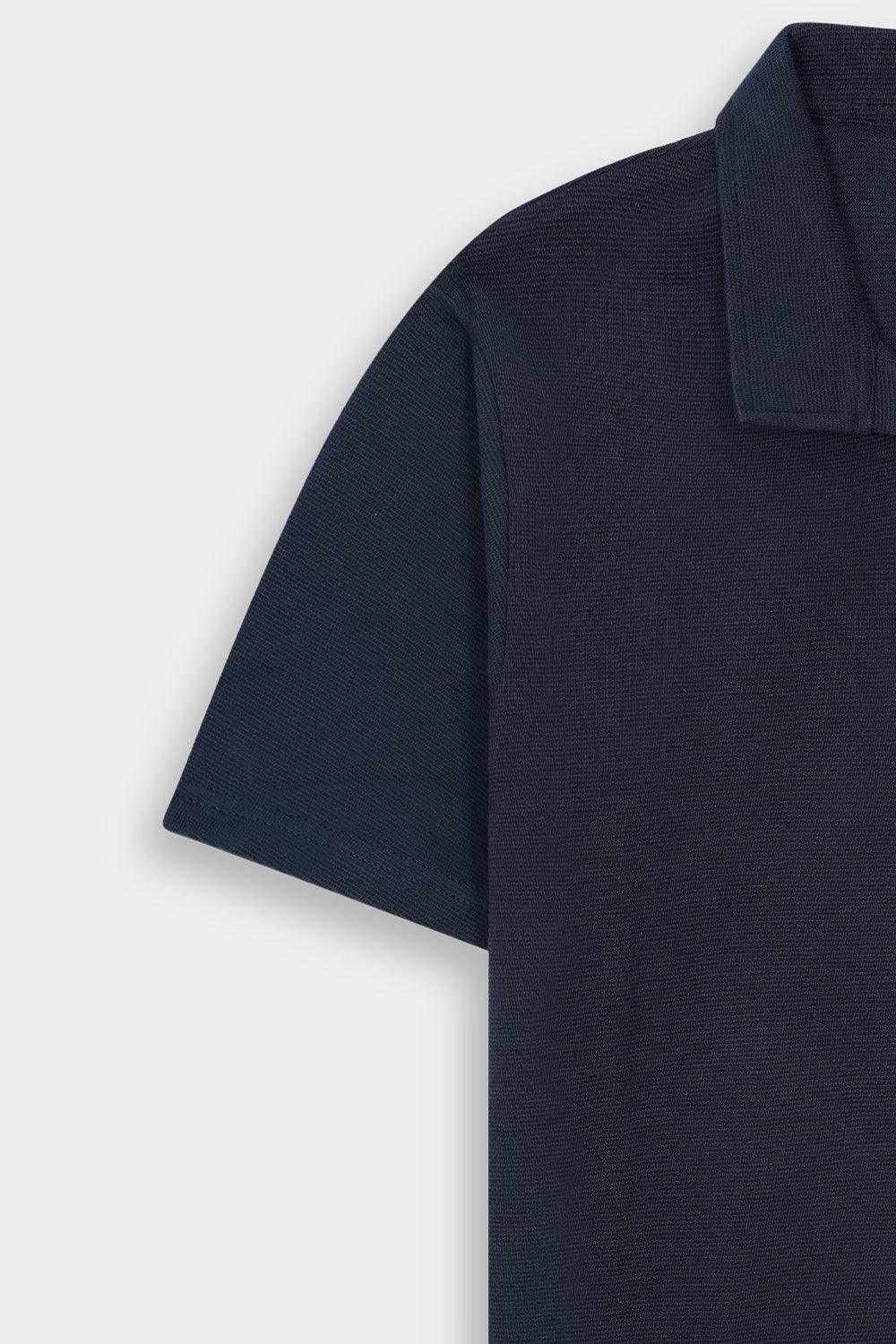 Heritage Knit Polo - Midnight Blue