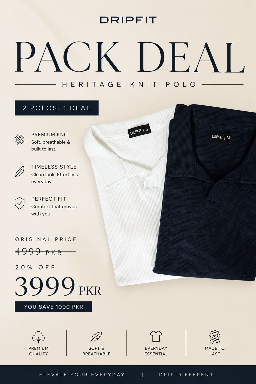 Heritage Knit Polo Bundle- Pack Of 2